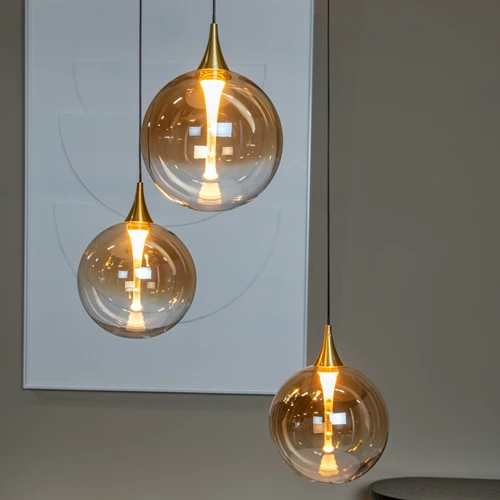 Lucide GISELA - Suspension - Ø 36 cm - LED Dim. - 3x4,3W 2700K - Ambre | Premium - ambiance 3